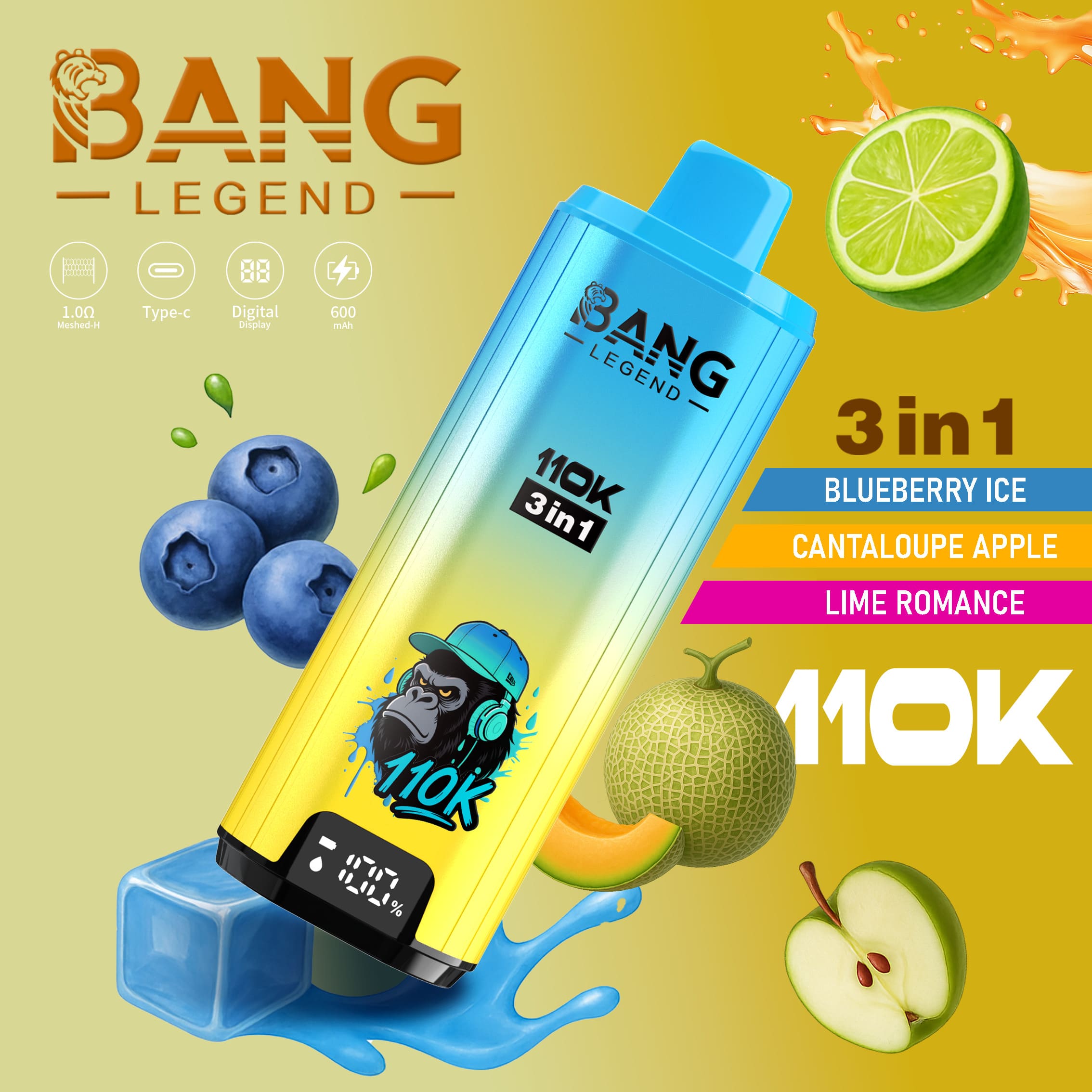 Bang Legend 110000 Puffs 3 w 1 Smaki – Jednorazowy E-Papieros Z Niezrównaną Wydajnością i Wszechstronnością Smaków! - imagine 2