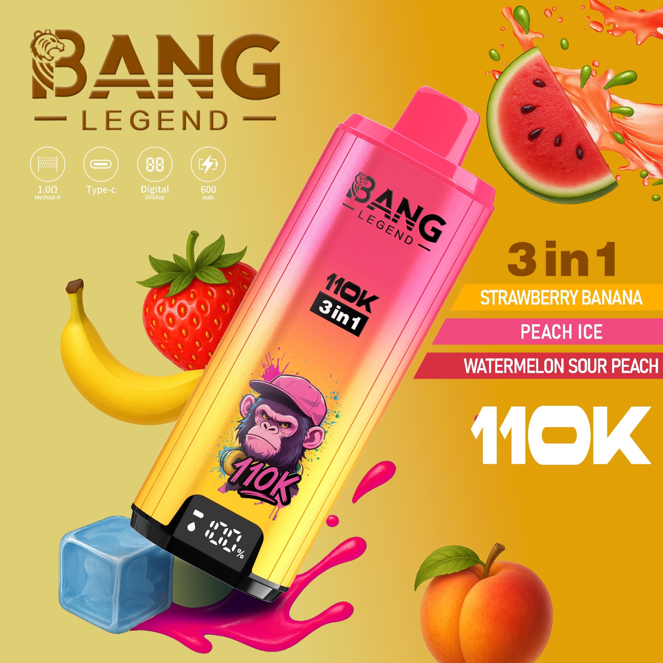 Bang Legend 110000 Puffs 3 w 1 Smaki – Jednorazowy E-Papieros Z Niezrównaną Wydajnością i Wszechstronnością Smaków! - imagine 8