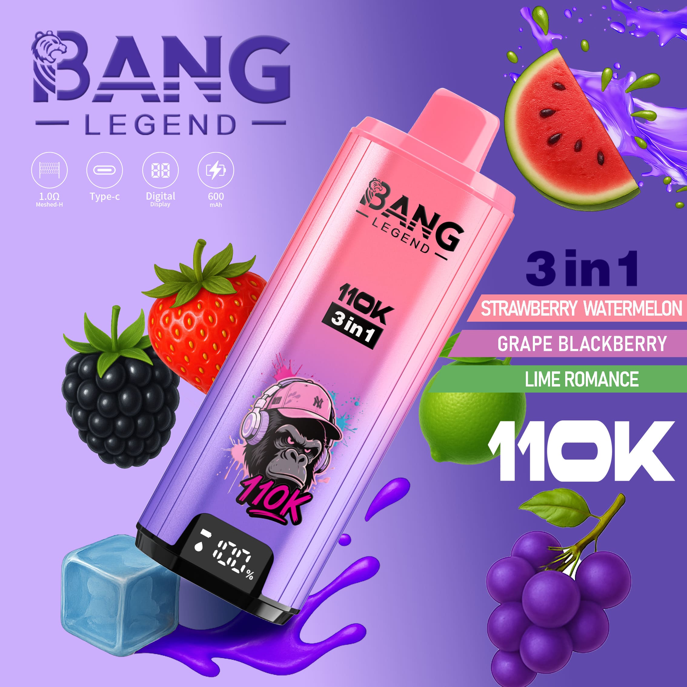 Bang Legend 110000 Puffs 3 w 1 Smaki – Jednorazowy E-Papieros Z Niezrównaną Wydajnością i Wszechstronnością Smaków! - imagine 11